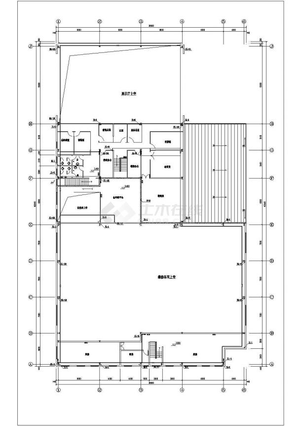温州市某汽车4S店双层钢框架展厅给排水设计CAD图纸-图二