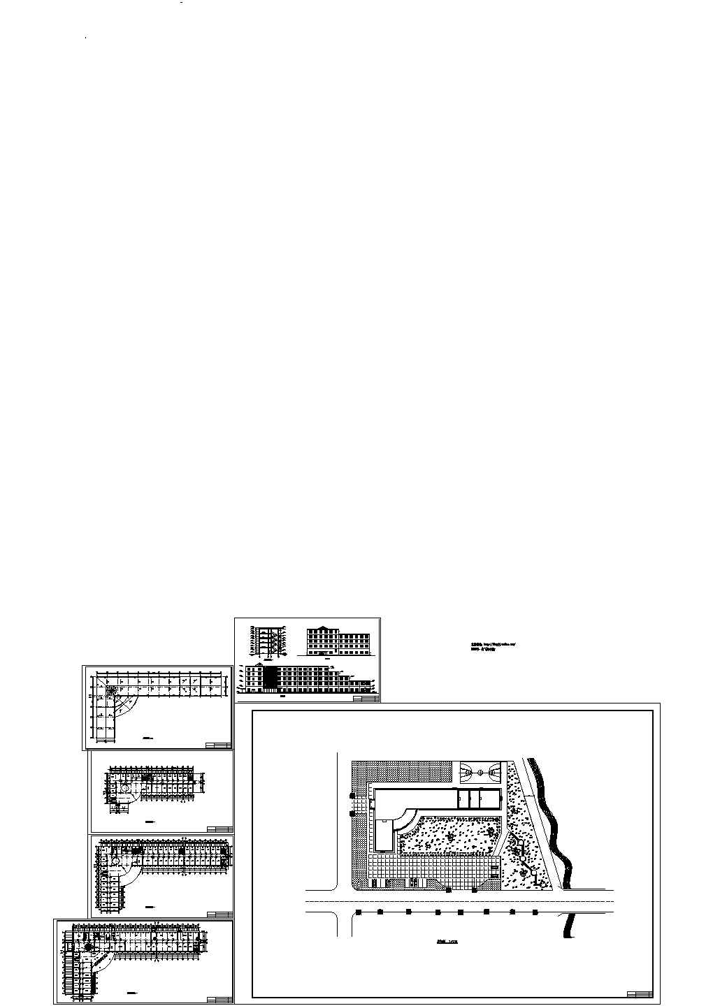 3层L型300人旅馆建筑设计图纸