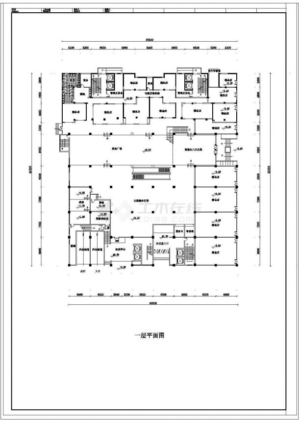 某大型商场建筑设计cad全套方案图纸-图二