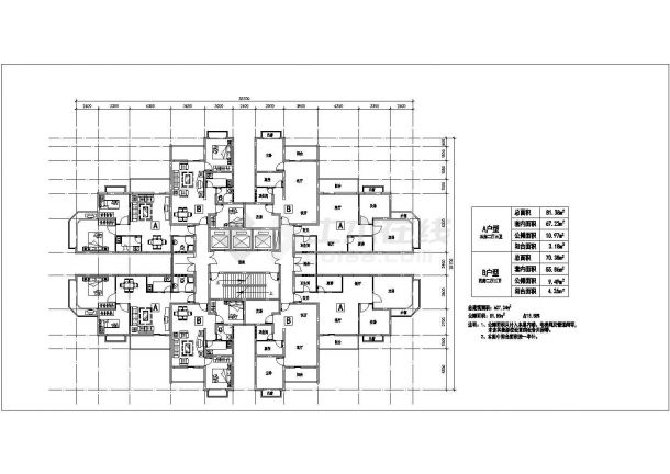 锦州市建业路胜利小区住宅楼标准层平面设计CAD设计图（共12张）-图二