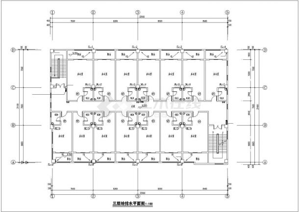 北京丰台区某汽车4S店3层框架综合楼全套给排水设计CAD图纸-图一