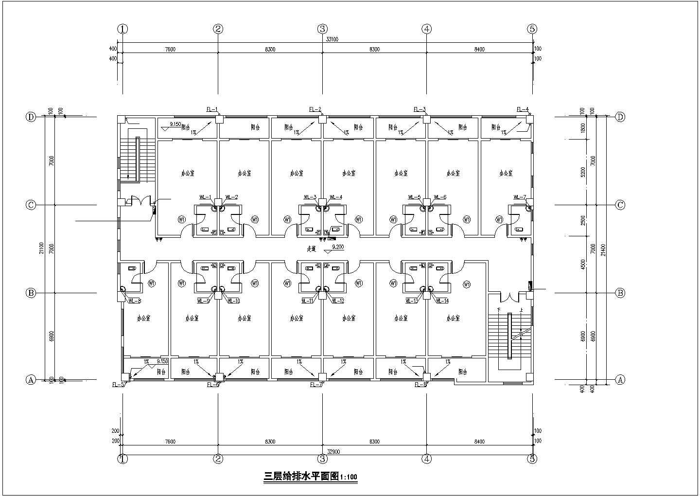 北京丰台区某汽车4S店3层框架综合楼全套给排水设计CAD图纸