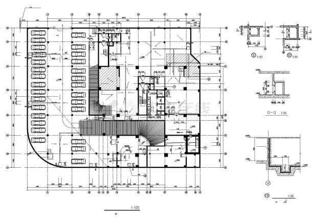 银川市边疆南路某沿街高层住宅楼局部平面设计CAD设计图-图二