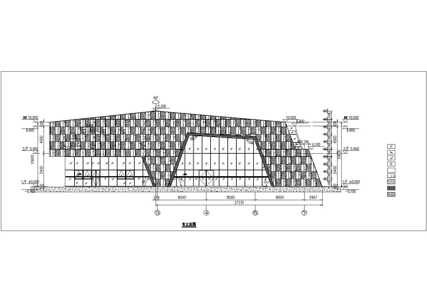 上海某大型展览会3层框架结构展览销售中心平立面设计CAD图纸