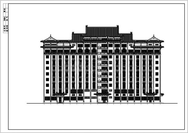 杭州某商业街1万平米11层传统古典风格接待中心建筑设计CAD图纸-图一
