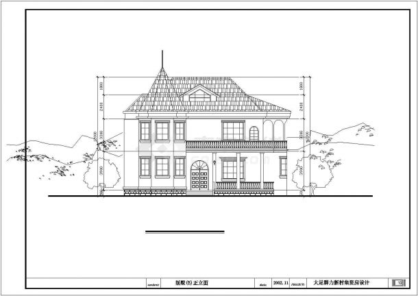 某现代新型村镇小康别墅建筑方案设计施工CAD图纸（含效果图）-图二