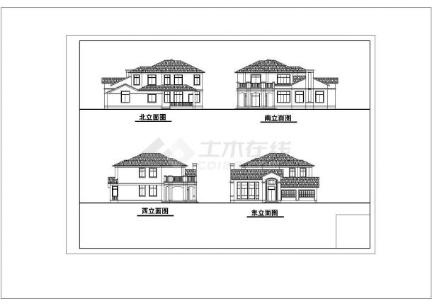 某现代新型多层别墅建筑方案设计施工CAD图纸-图二