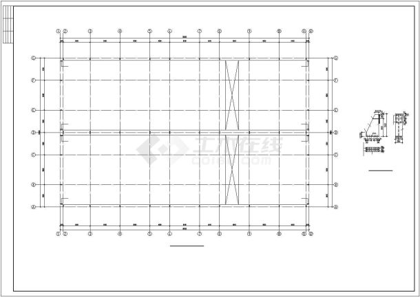 30米跨单层轻型钢结构门式刚架结构带吊车厂房结施cad图，共十二张-图二