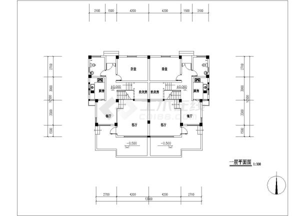 某三层别墅双拼建筑设计施工图-图二