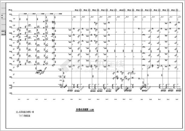 某地长33.4米 宽23.05米 11层商住楼水施工图-图一