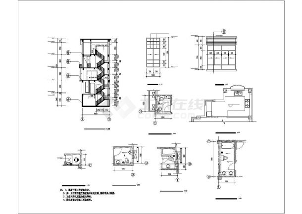 某地区经典多层高级装修别墅建筑方案设计施工CAD图纸-图二