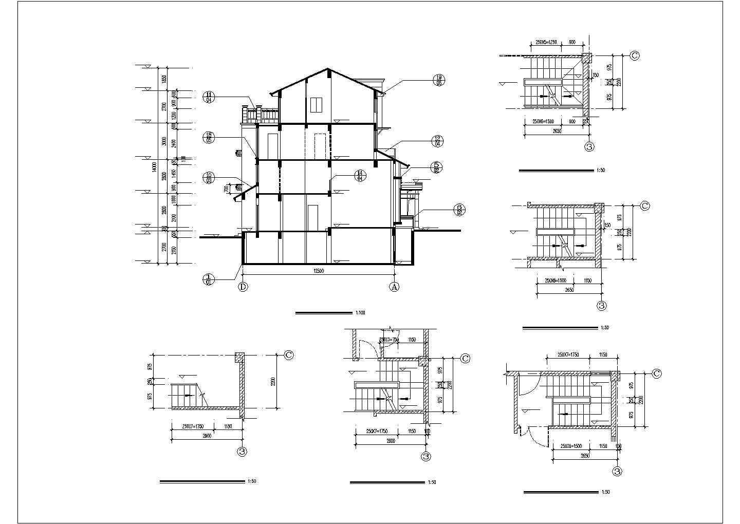 某地区经典多层高级装修别墅建筑方案设计施工CAD图纸