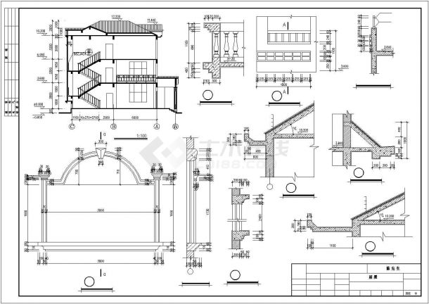某地区经典多层高级装修小别墅建筑方案设计施工CAD图纸-图二