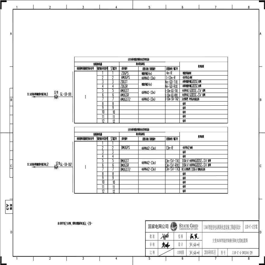 110-C-4-D0204-29 主变压器本体智能控制柜预制光缆配置图.pdf-图一