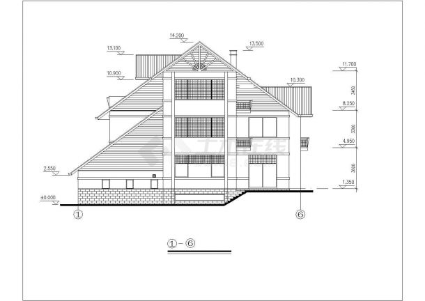 某地区经典多层独栋精装别墅建筑方案设计施工CAD图纸-图二