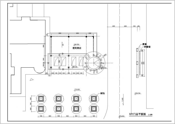 呼和浩特市左右城小区入口大门建筑设计CAD图纸_图1