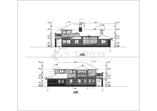 某地区经典独栋商住大别墅建筑方案设计施工CAD图纸-图二