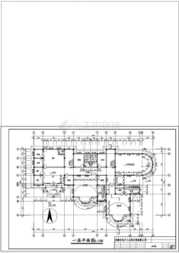 寿县某三层幼儿园建筑设计施工cad图纸-图二