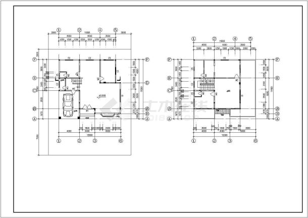 某地区经典独栋别墅住宅建筑初步方案设计施工CAD图纸-图二