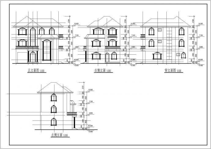 某三层框混结构欧式私人小别墅设计cad建筑方案图（甲级院设计）_图1