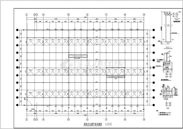 7182平方米单层钢结构厂房结施设计cad图-图二