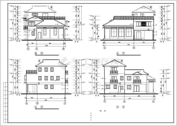 某市郊商业楼盘经典精品小别墅建筑方案设计施工CAD图纸-图二
