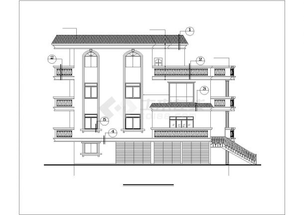 某乡村三层小型别墅建筑设计施工图-图二