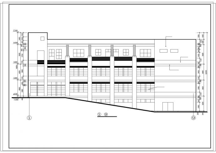 西南医院家属区教室及食堂建筑设计cad施工图含大样_图1