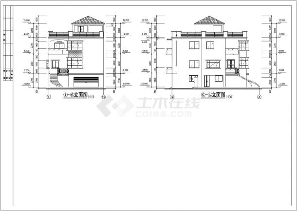 某商业楼盘现代多层独栋别墅建筑方案设计施工CAD图纸-图二
