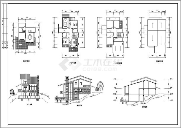 某商业楼盘现代多层独栋精装别墅建筑结构方案设计施工CAD图纸-图二