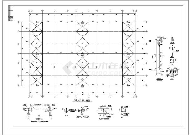 某2x15m跨单层轻型钢结构门式刚架结构带吊车厂房设计cad全套结施图（含设计说明）-图一