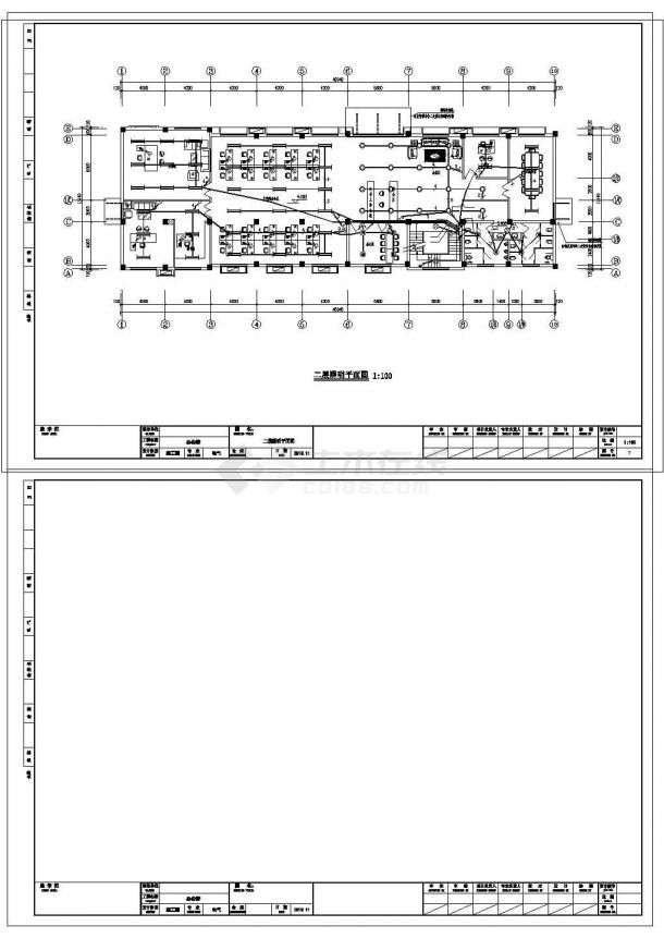 办公楼设计_[江苏]某1497.6㎡三层办公楼全套电气cad设计图纸（三级负荷）-图二