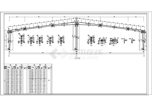 某48m跨4853.4平米钢结构单层工业厂房设计cad全套结施图（含设计说明，含建筑设计）-图一