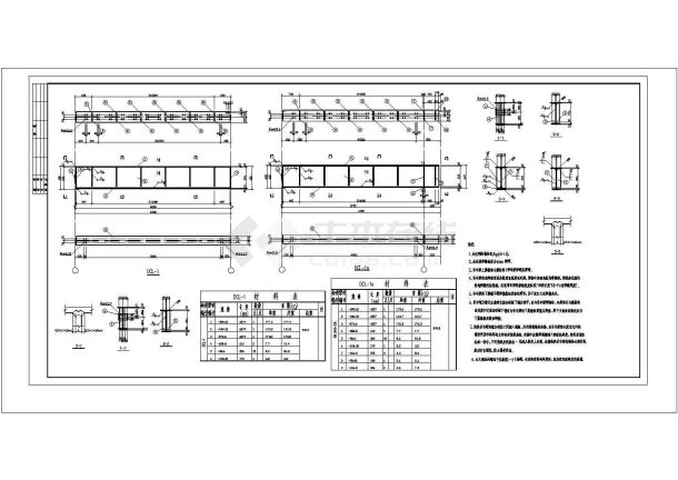 某56.9x21m钢结构厂房（10t吊车）设计cad全套结施图（含设计说明）-图二