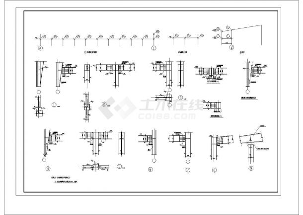 某111.9x72m带吊车带夹层钢结构厂房设计cad全套结施图【标注详细，13图】-图一