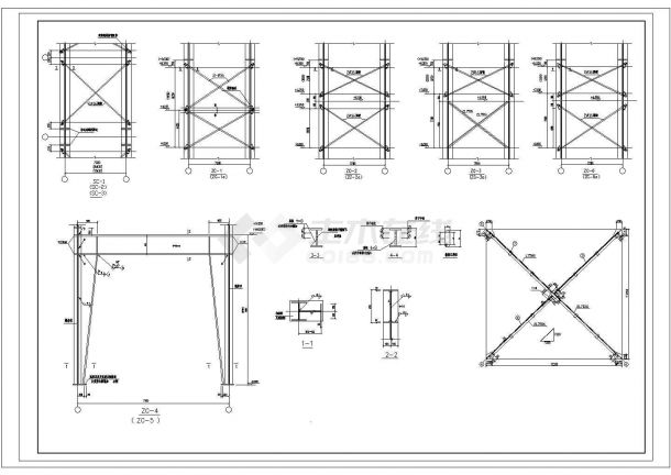 某111.9x72m带吊车带夹层钢结构厂房设计cad全套结施图【标注详细，13图】-图二