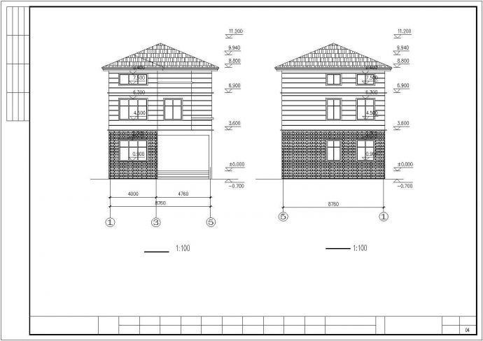 2+1阁楼层：长9.7米 宽8.7米 212.5平米新农村房屋建施结施【建筑图 结构图】_图1