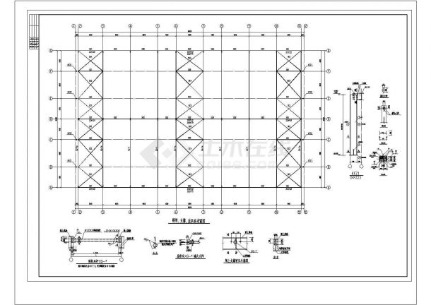 2x15m跨单层轻型钢结构门式刚架结构带吊车厂房结施CAD图纸（标注详细）-图二