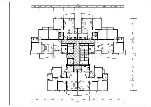广州市田园锦地小区住宅楼标准层平面设计CAD设计图（共13张）-图一