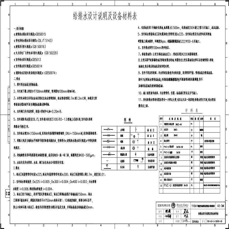 110-A3-3-S0101-01 给排水设计说明及设备材料表.pdf-图一