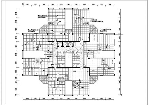 湖州市好景花园小区住宅楼标准层平面设计CAD设计图（共8张）-图二