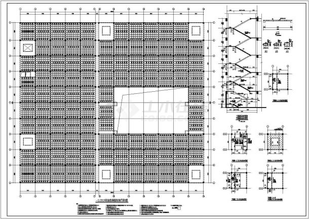 乌鲁木齐市某商业街4层框架结构商业综合楼全套结构设计CAD图纸-图二