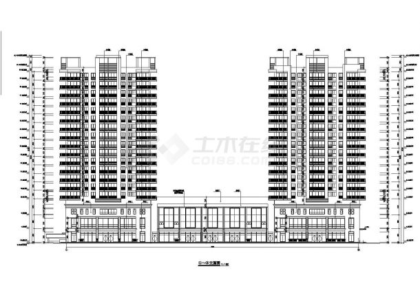 广州某小区4.1万平米18层框架结构商住楼全套建筑设计CAD图纸-图一