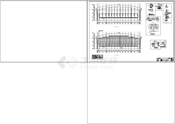 3900平方米单层空间管桁架结构体育场全套建筑结构cad图纸（59米跨度）-图二