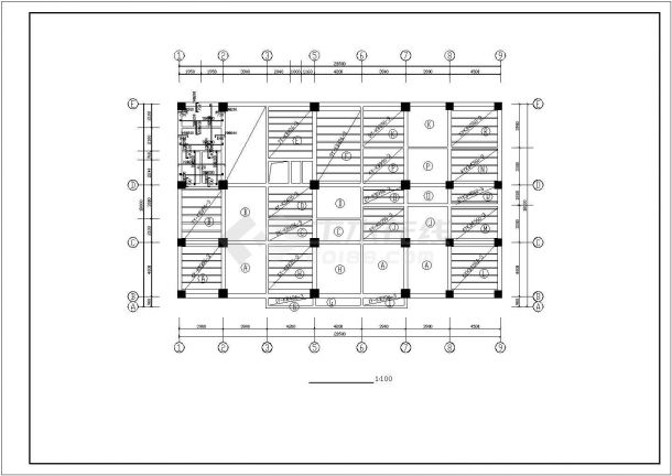 阜阳市某商业街7层框架结构商务宾馆全套结构设计CAD图纸-图二