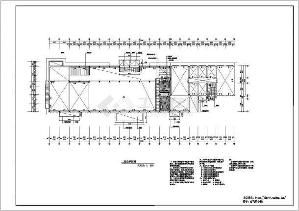 长73.73米 宽20.1米 4层2300平米框架结构长途客运站施工图【各层平面及顶面 6个立面 候车室墙立面】-图二