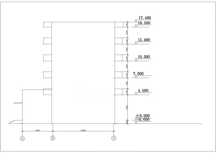 某五层框架结构商住楼平立剖面设计CAD图纸（底层商铺）_图1