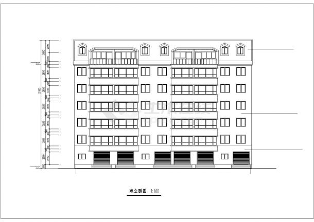 某地区中型7层某类型住宅楼平立剖面设计CAD图纸（含阁楼/底层车库）-图二