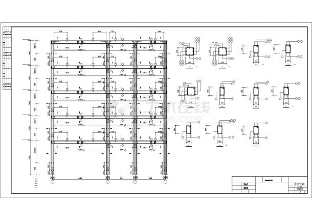 某地区五层框架结构住宅楼建筑+结构CAD设计图纸（1层6户）-图一