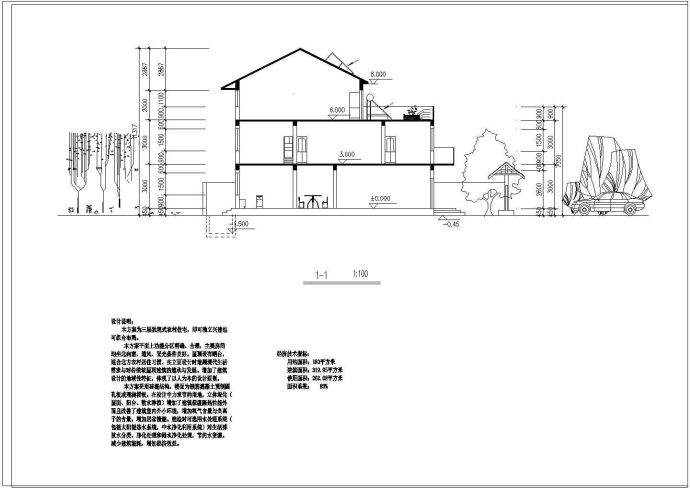 某地新农村住宅设计CAD基础平面布置参考图_图1